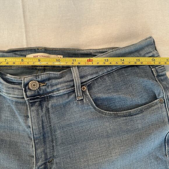 levis 505 jeans womens size 14 straight leg stretch mid rise denim blue - Picture 5 of 8